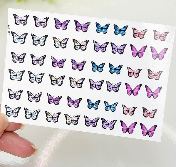 Adesivos de unhas borboletas coloridas 169-0169