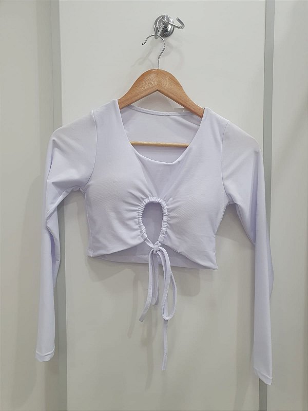 Cropped Branco Manga Longa