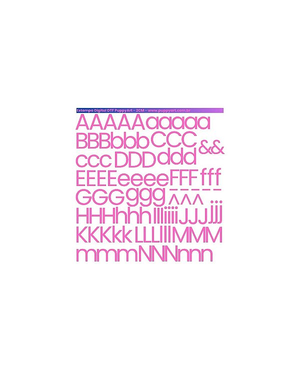 Estampa Digital DTF PuppyArt Cartela Letras 2cm altura