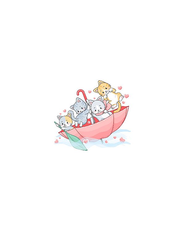 Estampa Digital DTF PuppyArt! Gatinho guarda-chuva
