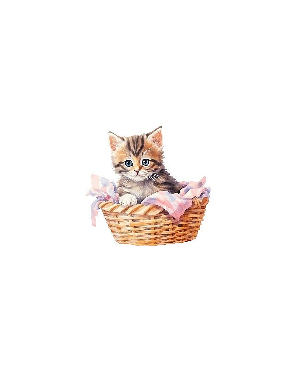 Estampa Digital DTF PuppyArt! Gatinho cesto