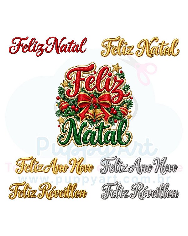 Estampa Digital DTF PuppyArt - Feliz Natal, Ano Novo, Reveillon