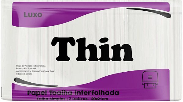 Papel Toalha Interfolha Thin 20 x 21 cm - Luxo - PT c/ 700 Folhas