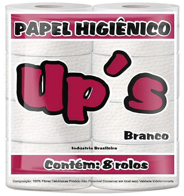 Papel Higiênico Folha Simples - Up's 1.4 - Branco - com 8 unidades