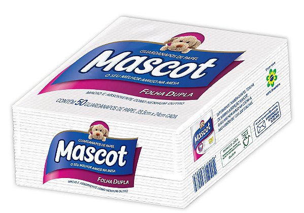 Guardanapo Folha Dupla - Mascot - 23,5 x 24 cm - Caixa com 45 x 50 Un