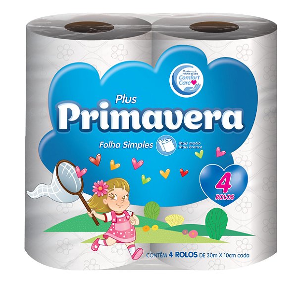 Papel Higiênico Folha Simples - Primavera  Plus 30 M - Fardo 16 x 04