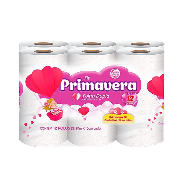 Papel Higiênico Folha Dupla - Primavera - Fit 20 M - Fardo 4 x 12
