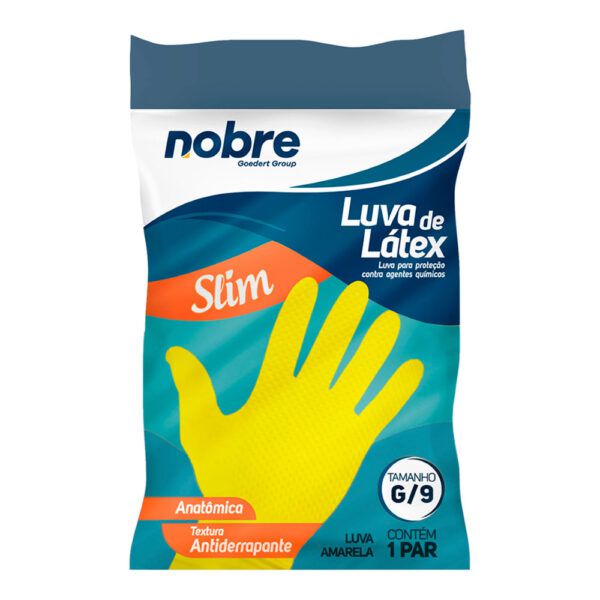 Luva de Latex Multiuso Slim - Nobre - Amarela -   P