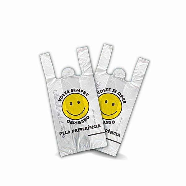 Sacola Plastica Biodegradável - 30 x 40 - Volte Sempre - Branca - PT C/ 1,5 Kg