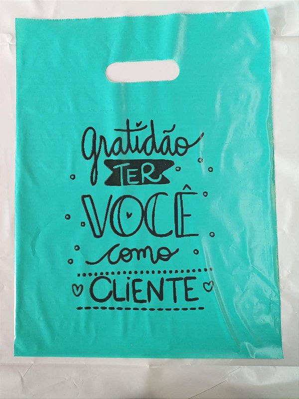 Sacola Boca de Palhaço - 30 x 40 cm - Gratidão - PT c/ 100 Unidades