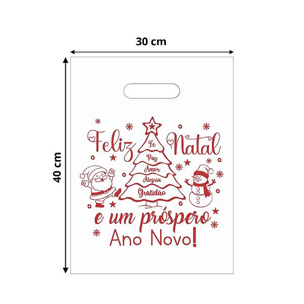 Sacola Boca de Palhaço - 30 x 40 cm - Natal - PT c/ 100 Unidades
