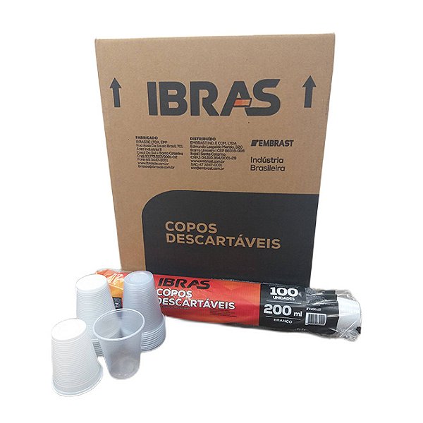 Copo Descartável Transparente 200 ml - Ibras - Caixa com 2500 unidades