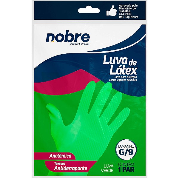 Luva de Latex Multiuso Slim - Nobre - Verde -   G