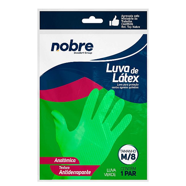 Luva de Latex Multiuso Slim - Nobre - Verde -   M