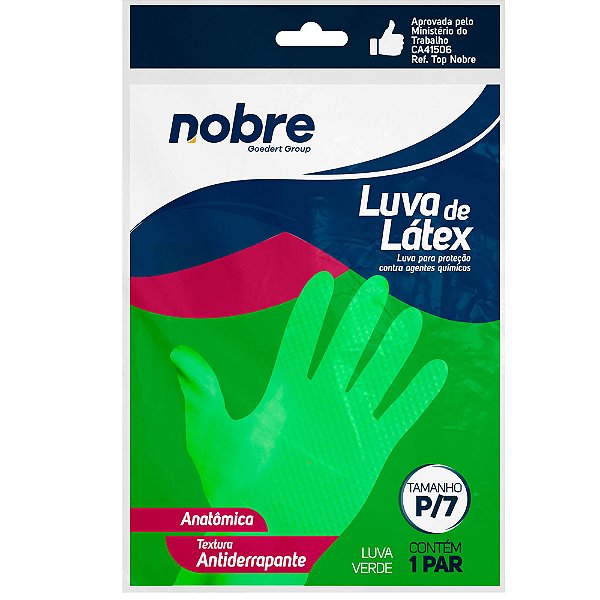 Luva de Latex Multiuso Slim - Nobre - Verde -   P