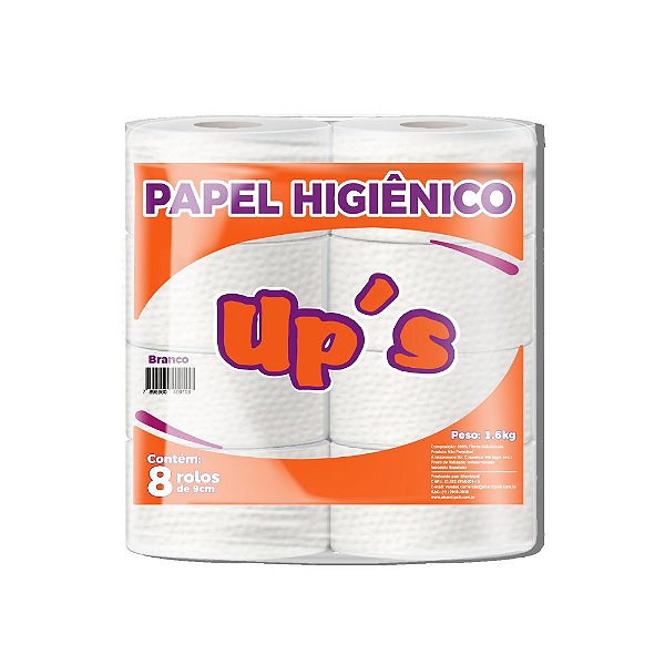 Papel Higiênico Folha Simples - UPS 1.5 - Branco - com 8 unidades