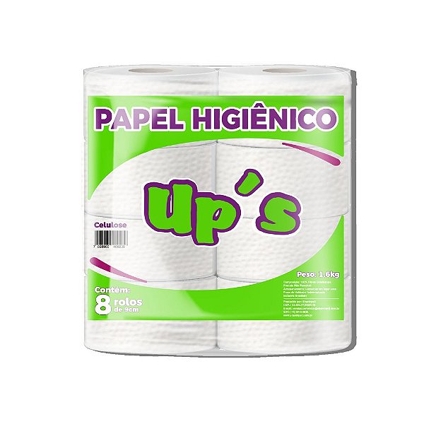 Papel Higiênico Folha Simples - UPS 1.5 - Celulose - com 8 unidades