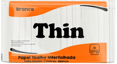 Papel Toalha Interfolha Thin 20 x 21 cm - Branco - PT c/ 1000 Folhas