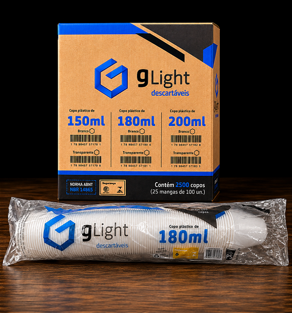 Copo Descartável Branco 180 ml - G-Light - Caixa com 2500 unidades