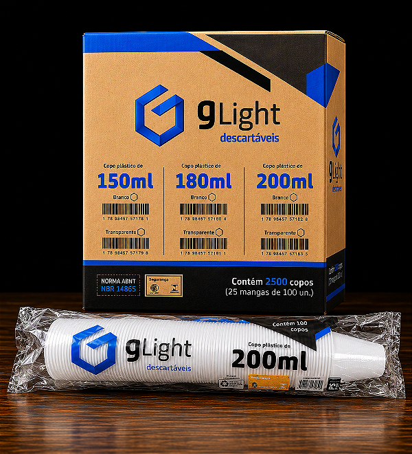 Copo Descartável Branco 200 ml - G-Light - Caixa com 2500 unidades