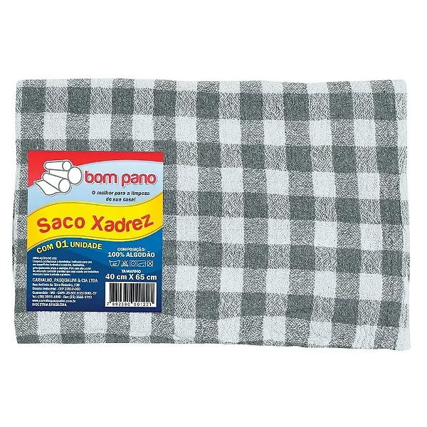 Saco Alvejado Xadrez - 40 x 65 - 100 Gr - Bom Pano - Unidades