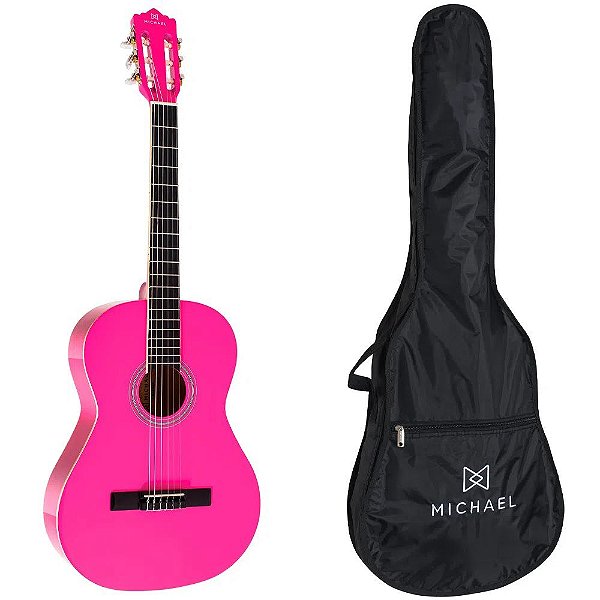 Violão Michael Acústico Nylon Antares VM19E Pink com Capa