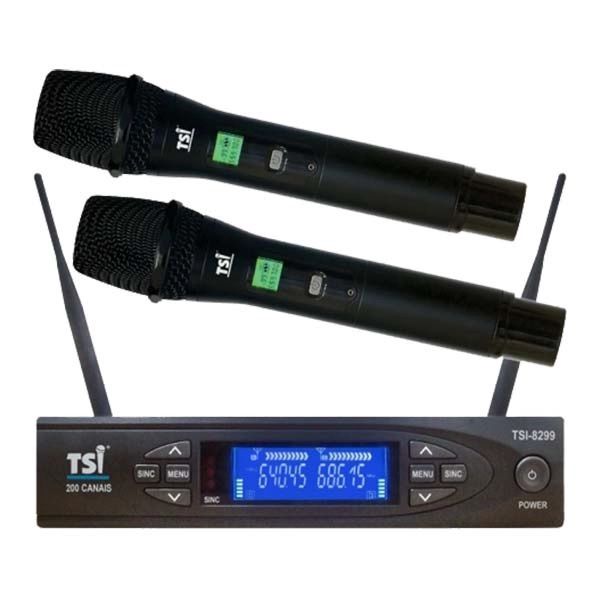 Microfone sem fio duplo em UHF TSI-8299-UHF 200 Canais