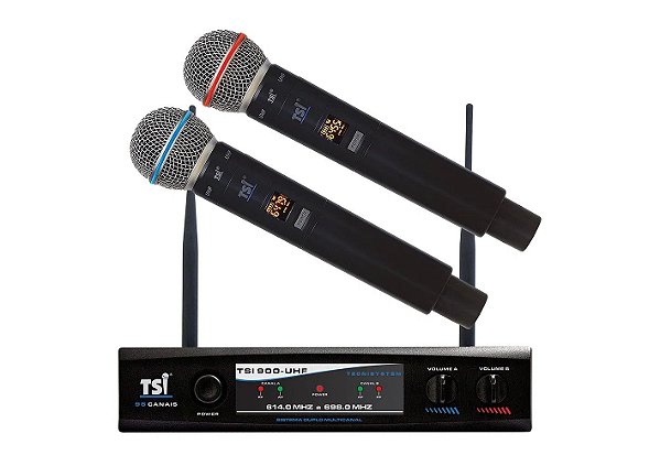 Microfone sem fio duplo TSI-900-UHF 96 Canais