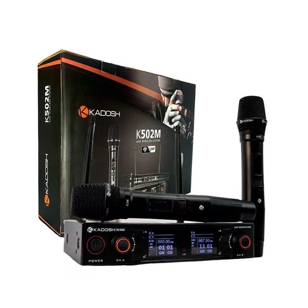 Microfone Sem Fio Duplo De Mão Kadosh K502m Profissional Cor Preto