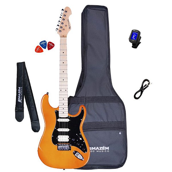 Kit Guitarra Michael Strato Com Efeitos GMS250 Amber
