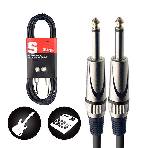 Cabo Stagg Deluxe Emborrachado P10XP10 10 Metros Preto