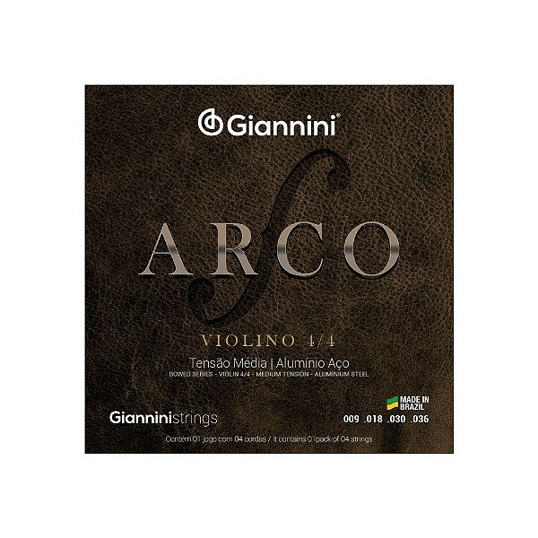 Encordoamento Violino Giannini 4/4 Arco Alumínio Aço GEAVVA Média