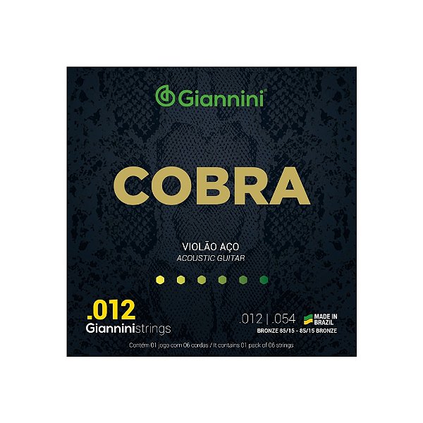 Encordoamento Violão Giannini Cobra GEEFLKS 012 Aço 85/15 Bronze