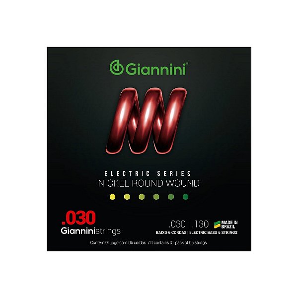 Encordoamento Baixo Giannini Nickel Round Wound GEEBRL 0.30 6 cordas