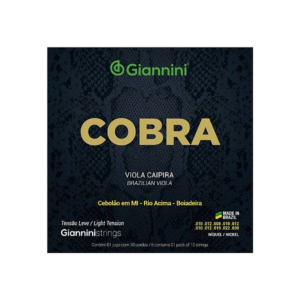 Encordoamento Viola Caipira Giannini Cobra Tensão Leve GESVNL
