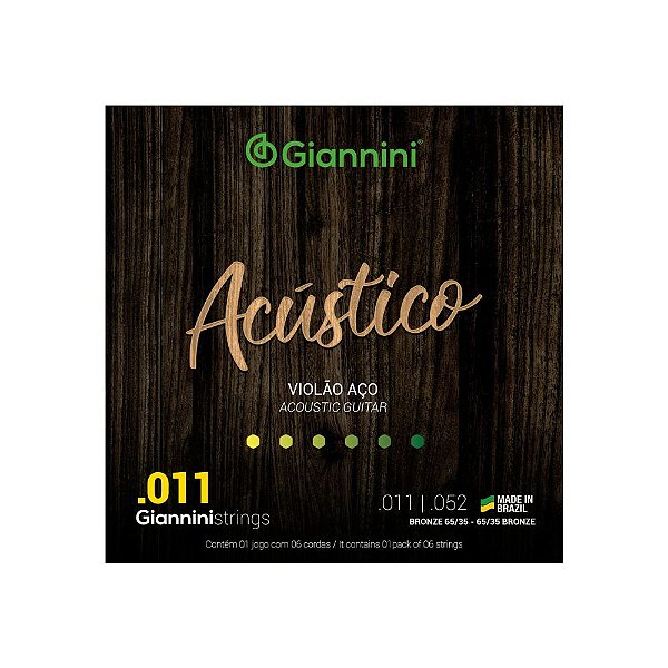Encordoamento Violão Giannini Aço 011 GESPW Bronze 65/35