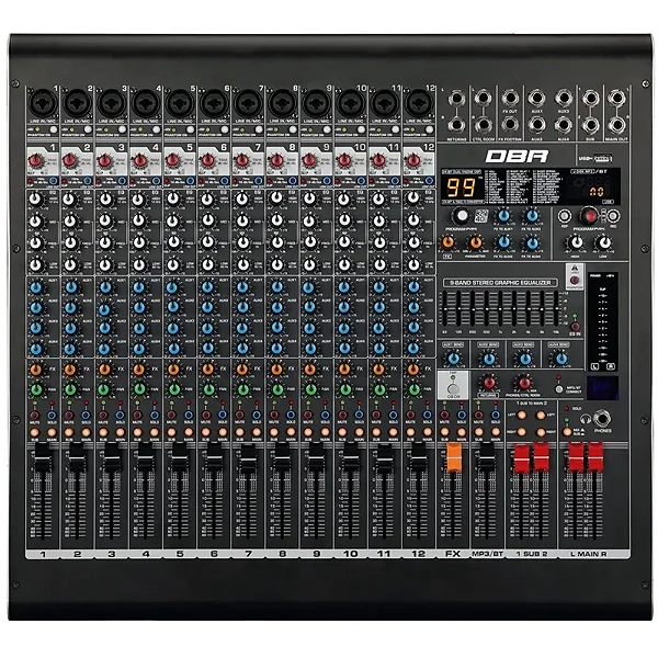 Mesa de Som DBR DM12 USB 12 canais