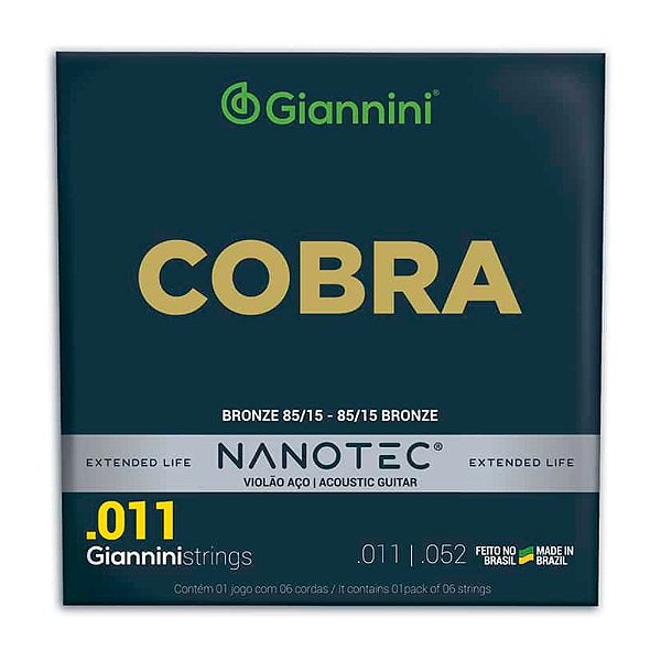 Encordoamento Violão Giannini Aço GEEFLK PN Nanotec 011