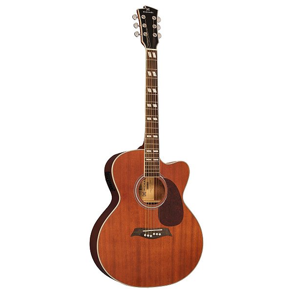 Violão Elétrico Michael Galaxy Jumbo VM825DTC Mahagony