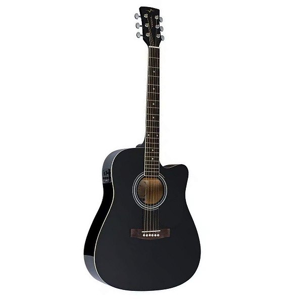 Violão Vogga Eletroacústico VCK370 Aço Folk Cutaway Black