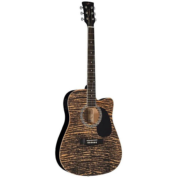 Violão Vogga Elétrico VCK370 MF Mahogany Flamed Folk Cutway