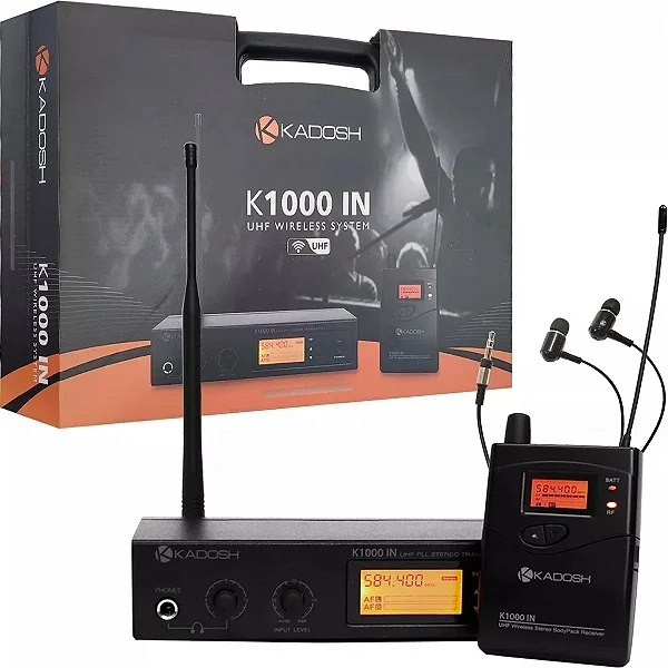 Sistema Monitoramento In Ear Sem Fio Kadosh K1000 Preto