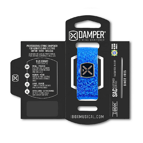 Abafador De Cordas Damper Dhmd03 Medium Couro Holografico Azul