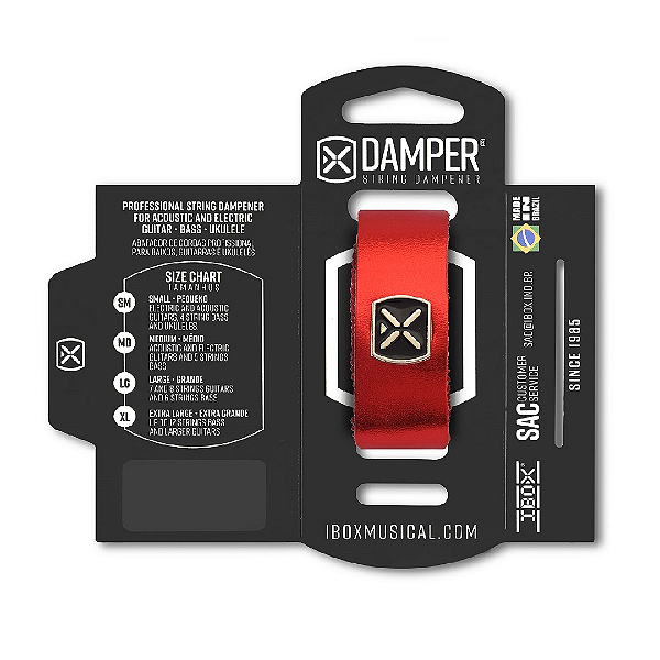 Abafador De Cordas Damper Dmmd04 Medium Couro Vermelho Metalico