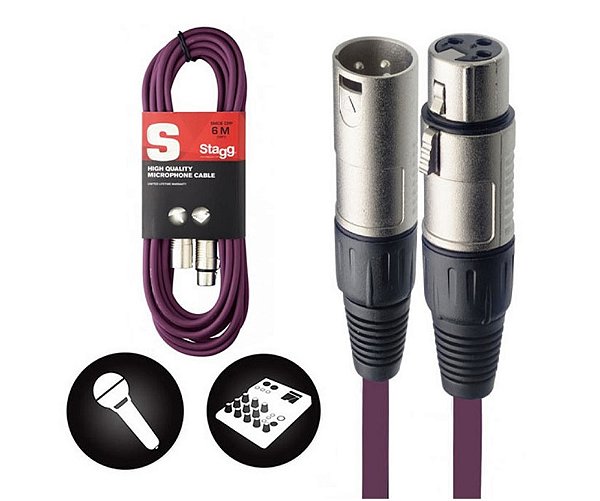 Cabo Microfone Stagg Emborrachado XLR/XLR  6 Metros SMC6 CPP