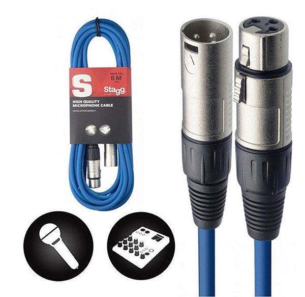 Cabo Microfone Stagg Emborrachado XLR/XLR 6 Metros SMC6 CBL
