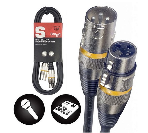 Cabo Stagg Emborrachado  XLR/ XLR 3m - SMC3 YW