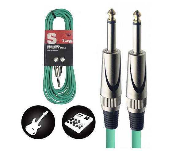 Cabo Stagg Deluxe Emborrachado P10/P10 (reto/reto) 6m- SGC6DL CGR