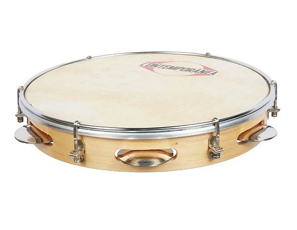 Pandeiro Contemporânea 12" MPB 23C Madeira Verniz Pele Couro