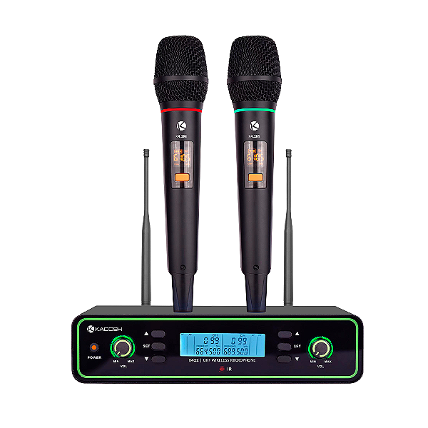 Microfone Kadosh Sem Fio Duplo De Mão K 422M Preto